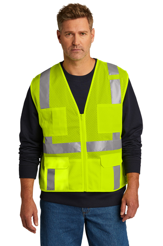 CornerStone ® Adult Unisex ANSI 107 Class 2 Mesh Six-Pocket Zippered Vest